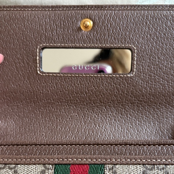 Gucci Beige and Brown Clutch with Gold Chain - Picture 2 of 5